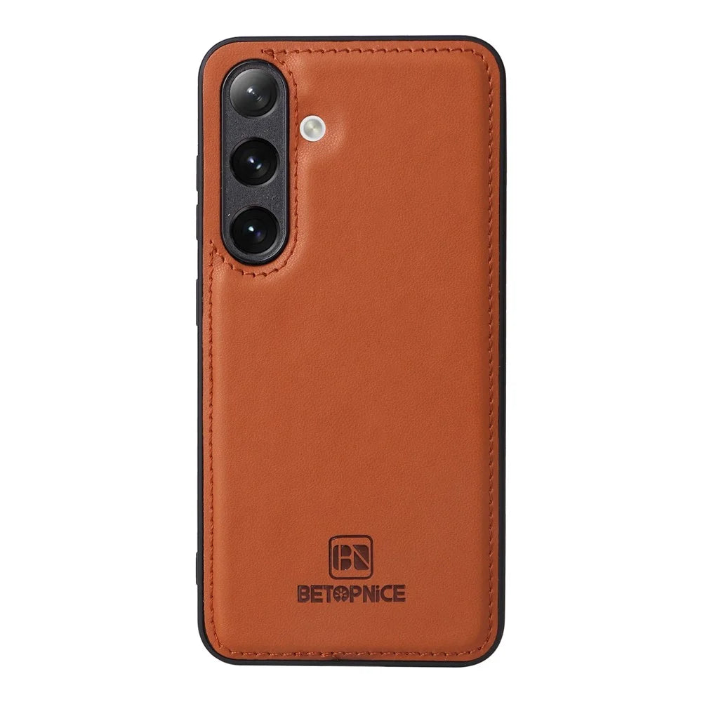 For Samsung Galaxy S24 Magnetic Case BETOPNICE Detachable PU Leather Phone Cover with Strap - Brown - 7