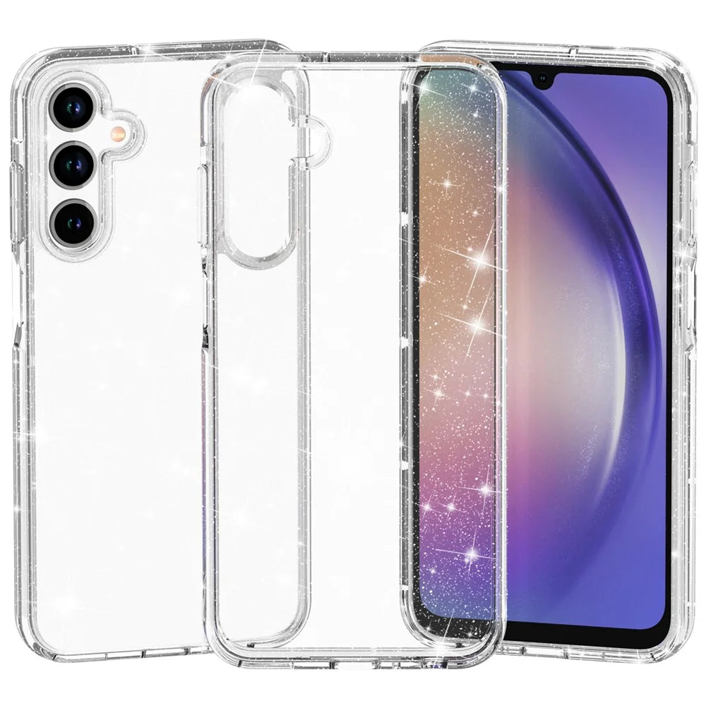 For Samsung Galaxy A25 5G (Global) (161.0 x 76.5 x 8.3mm) Phone Case Anti-scratch Sparkly Glitter PC+TPU Cell Phone Cover - White - 2