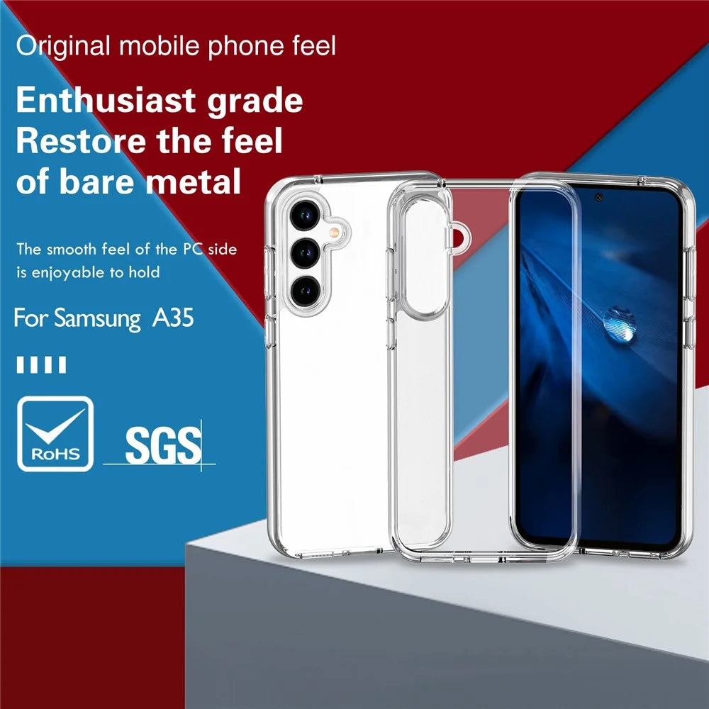 For Samsung Galaxy A35 5G Clear Case Hard PC + Soft TPU Anti-Scratch Phone Cover - Transparent - 7