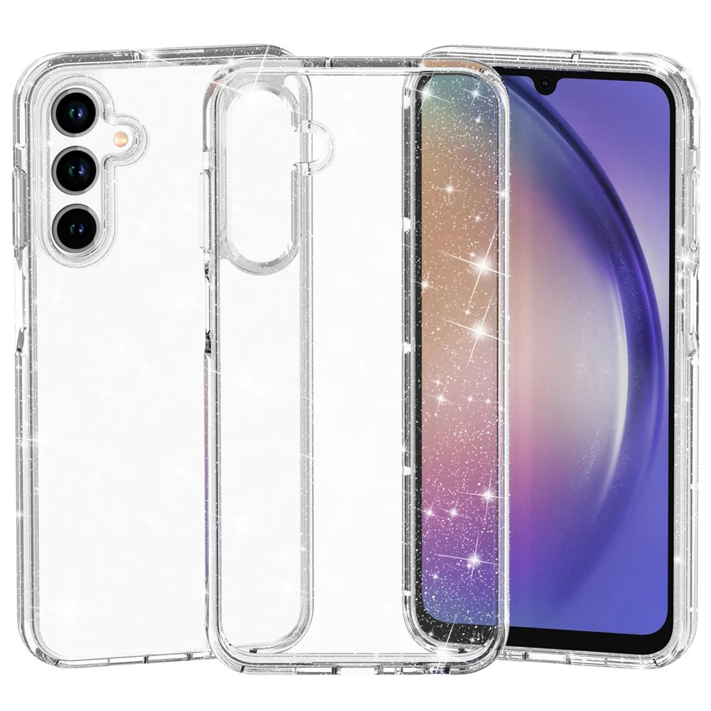 For Samsung Galaxy A35 5G Case PC+TPU Anti-scratch Sparkly Glitter Cell Phone Cover - White - 2