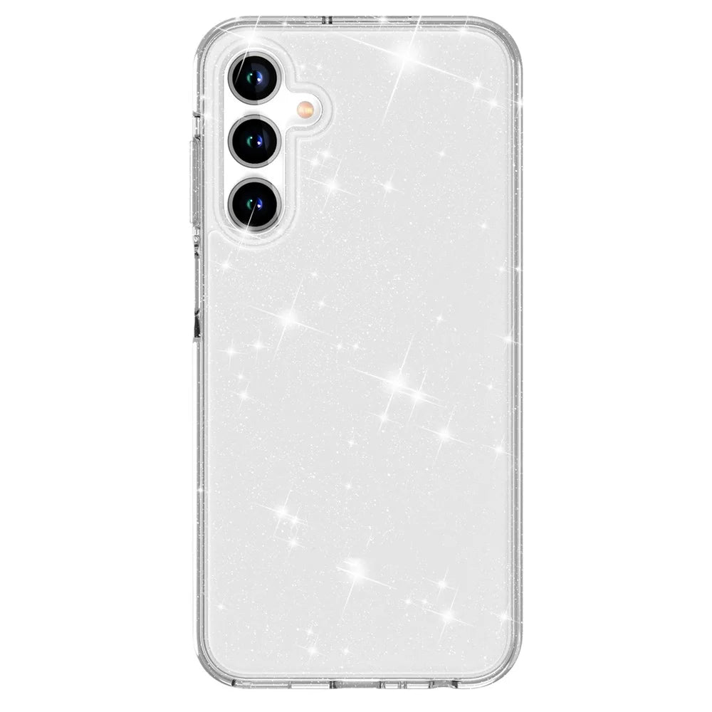 For Samsung Galaxy A35 5G Case PC+TPU Anti-scratch Sparkly Glitter Cell Phone Cover - White - 6