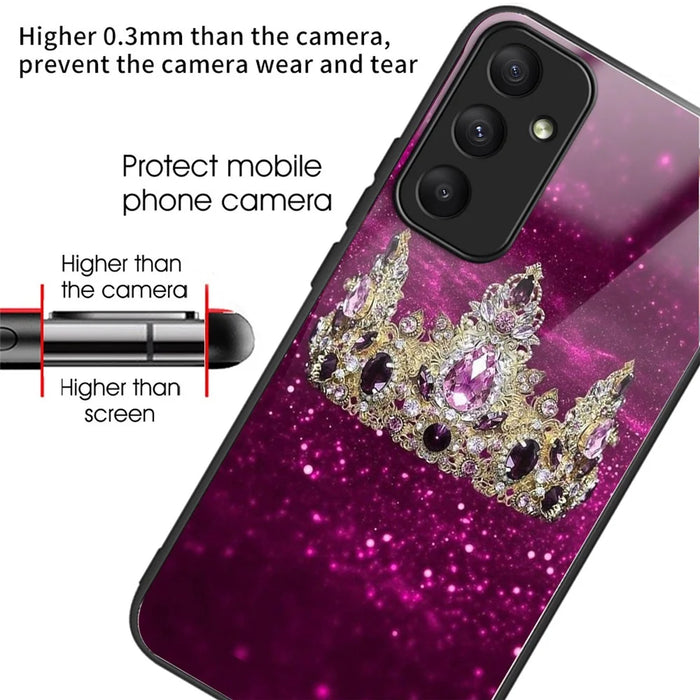 For Samsung Galaxy A35 5G Tempered Glass Phone Case Pattern Drop Protection - Columns Crown - 2