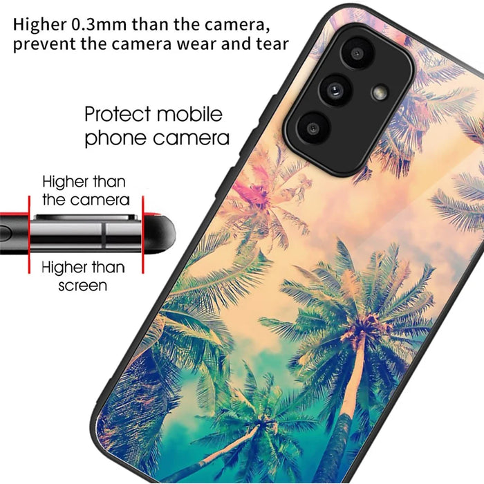 For Samsung Galaxy A15 4G / 5G Tempered Glass Case Drop-proof Protection Pattern Print - Tree - 2