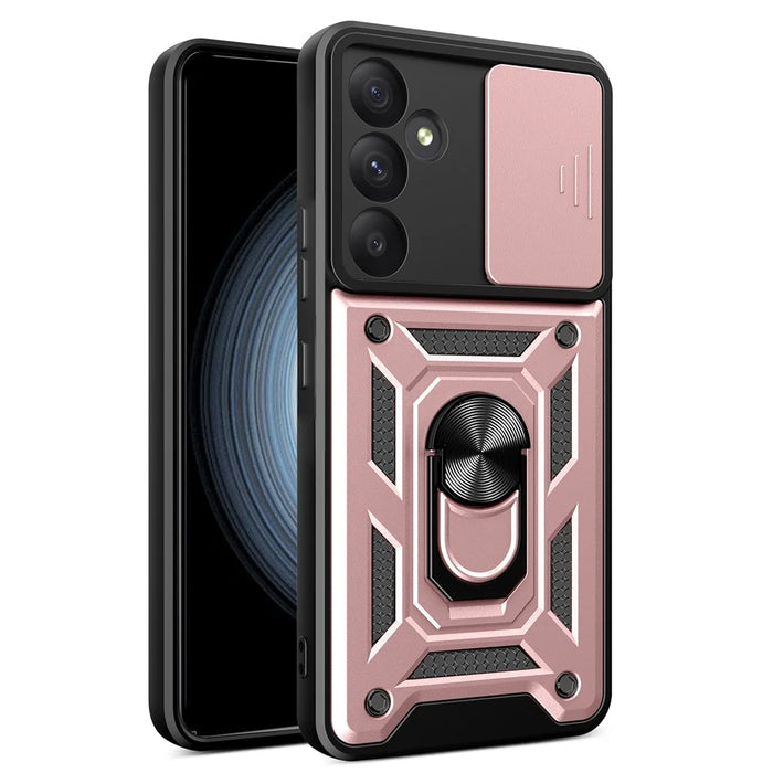 For Samsung Galaxy A35 5G Case Slim-Fit PC+TPU Kickstand Protective Back Shell - Rose Gold - 1