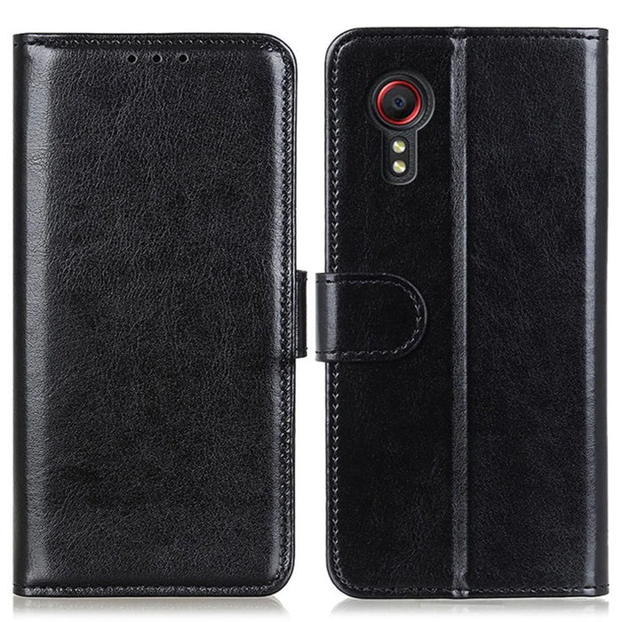 PU Leather Cover for Samsung Galaxy Xcover7 Crazy Horse Texture Cell Phone Cases - Black - 1