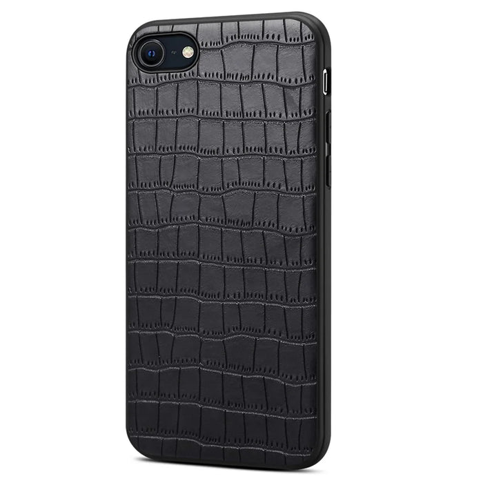 For iPhone 7 / 8 / SE (2020) / SE (2022) Case Crocodile Textured PU Leather+PC+TPU Phone Cover - Black - 2