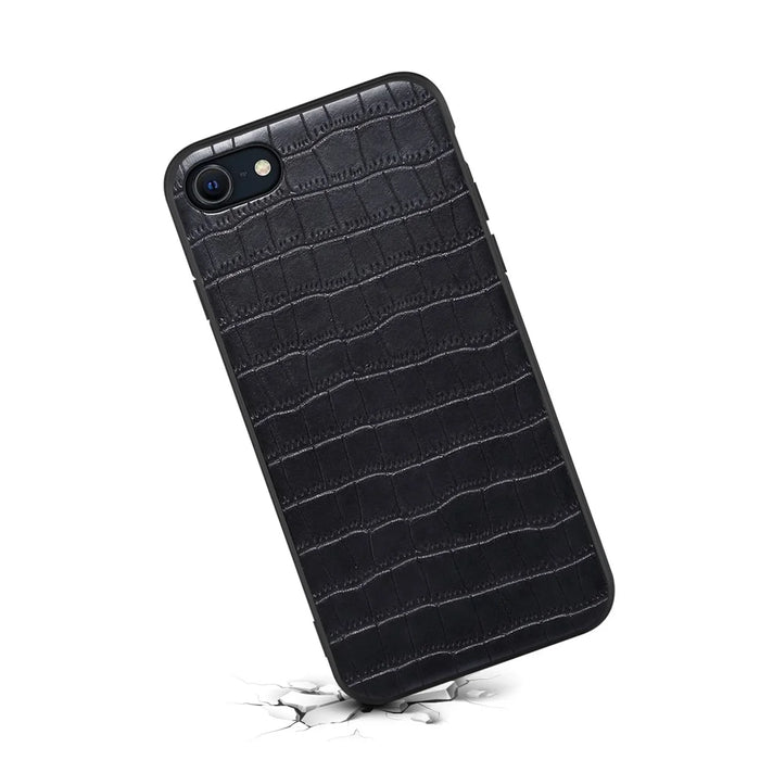 For iPhone 7 / 8 / SE (2020) / SE (2022) Case Crocodile Textured PU Leather+PC+TPU Phone Cover - Black - 4