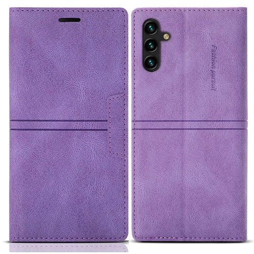 For Samsung Galaxy A55 5G Cell Phone Case Anti-drop Wallet Leather Shockproof Stand Cover - Purple - 1