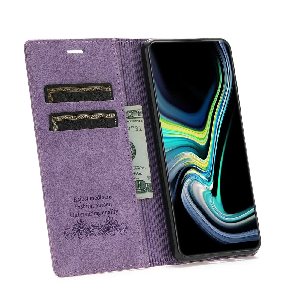For Samsung Galaxy A55 5G Cell Phone Case Anti-drop Wallet Leather Shockproof Stand Cover - Purple - 2