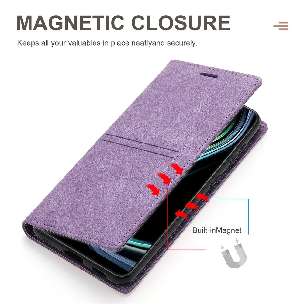 For Samsung Galaxy A55 5G Cell Phone Case Anti-drop Wallet Leather Shockproof Stand Cover - Purple - 5