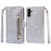For Samsung Galaxy A55 5G Cell Phone Case Zipper Pocket Wallet Glitter Leather Drop-proof Cover - Silver - 1