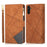 For Samsung Galaxy A55 5G Cell Phone Case Zipper Pocket Color Splicing Leather Wallet Cover - Brown - 1
