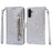 For Samsung Galaxy A35 5G Case Glitter Phone Stand Leather Drop-proof Cover with Zipper Pocket - Silver - 1