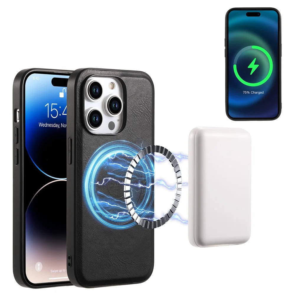 DENIOR For iPhone 15 Pro Phone Case Compatible with MagSafe Anti-Scratch Phone Cover - Black - 2