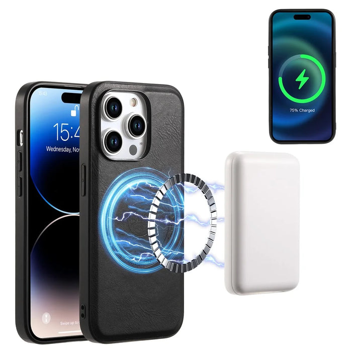 DENIOR For iPhone 15 Pro Phone Case Compatible with MagSafe Anti-Scratch Phone Cover - Black - 2