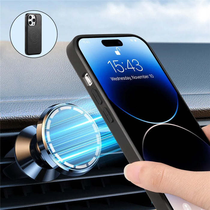 DENIOR For iPhone 15 Pro Phone Case Compatible with MagSafe Anti-Scratch Phone Cover - Black - 3