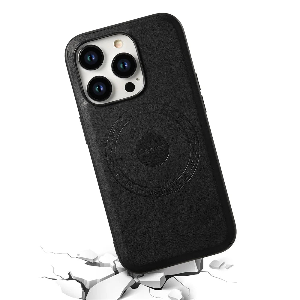 DENIOR For iPhone 15 Pro Phone Case Compatible with MagSafe Anti-Scratch Phone Cover - Black - 4