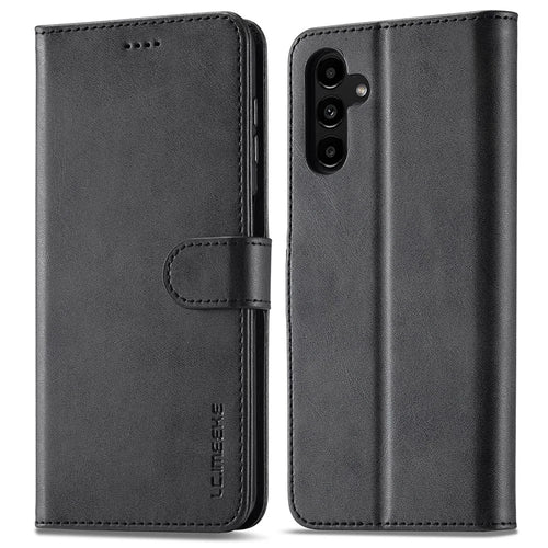 LC.IMEEKE For Samsung Galaxy A55 5G Phone Case PU Leather Wallet Flip Cover - Black - 1