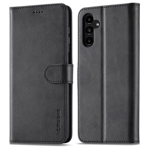 LC.IMEEKE For Samsung Galaxy A55 5G Phone Case PU Leather Wallet Flip Cover - Black - 1
