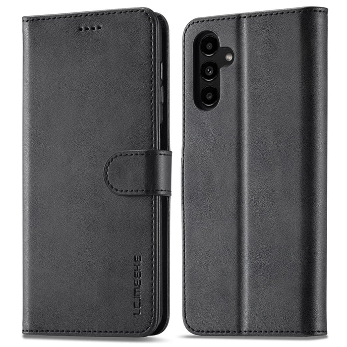 LC.IMEEKE For Samsung Galaxy A55 5G Phone Case PU Leather Wallet Flip Cover - Black - 1