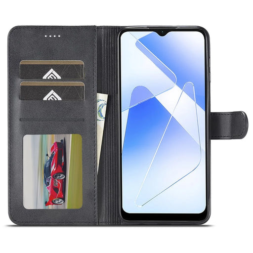 LC.IMEEKE For Samsung Galaxy A55 5G Phone Case PU Leather Wallet Flip Cover - Black - 2