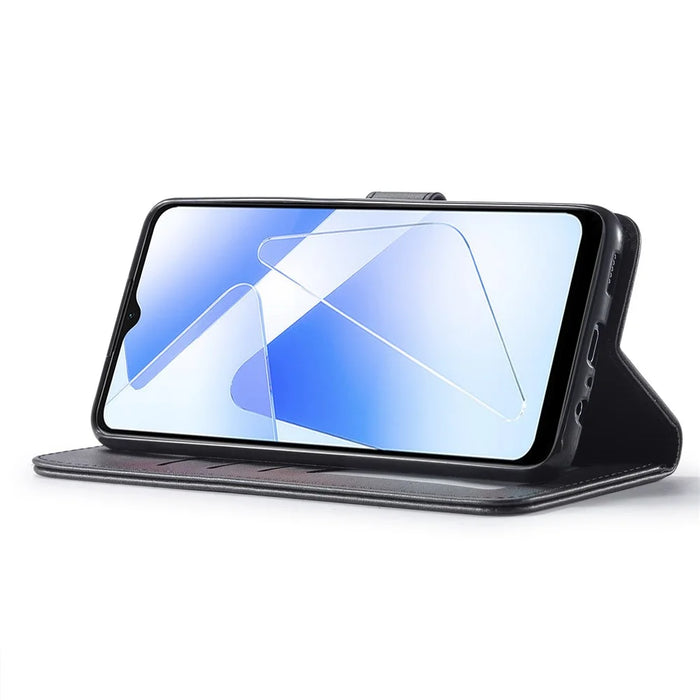 LC.IMEEKE For Samsung Galaxy A55 5G Phone Case PU Leather Wallet Flip Cover - Black - 3