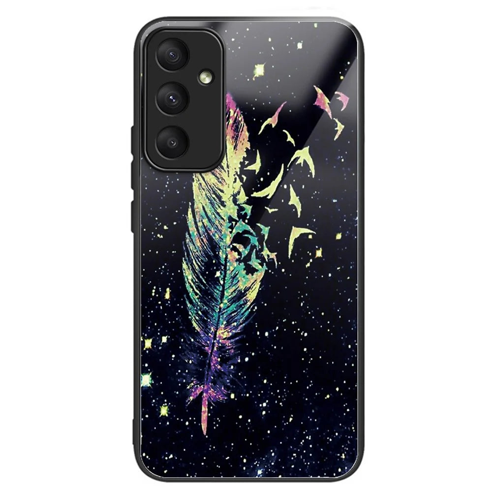 For Samsung Galaxy A35 5G Tempered Glass Case Phone Cover Drop Protection - Feather - 1