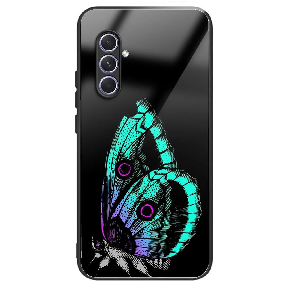 For Samsung Galaxy A54 5G TPU Frame Tempered Glass Case Phone Protective Cover - Butterfly - 1