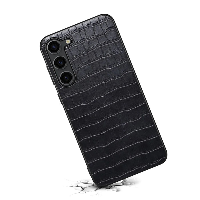 For Samsung Galaxy S23 Case Crocodile Texture PU+PC+TPU Well-protected Phone Cover - Black - 4