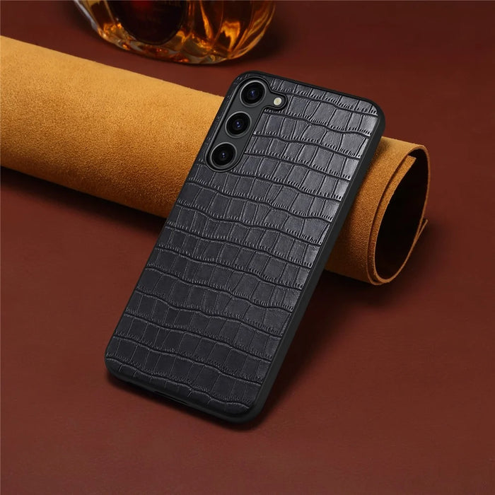 For Samsung Galaxy S23 Case Crocodile Texture PU+PC+TPU Well-protected Phone Cover - Black - 5