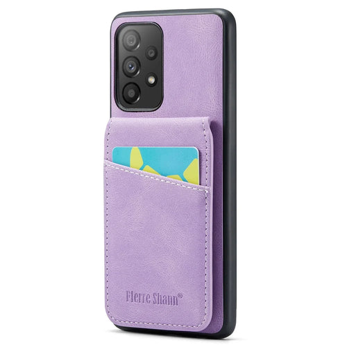 FIERRE SHANN For Samsung Galaxy A23 4G / A23 5G (Global Version) Card Slots Cell Phone Case - Purple - 1