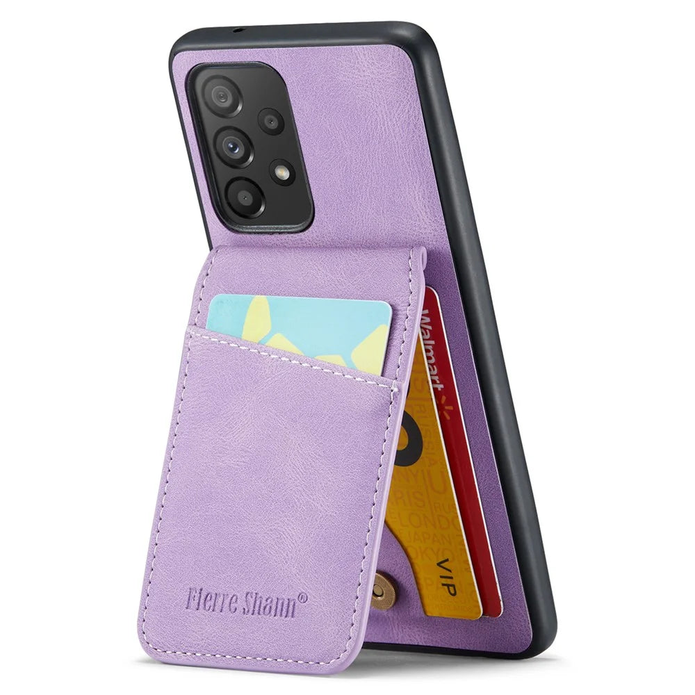 FIERRE SHANN For Samsung Galaxy A23 4G / A23 5G (Global Version) Card Slots Cell Phone Case - Purple - 2