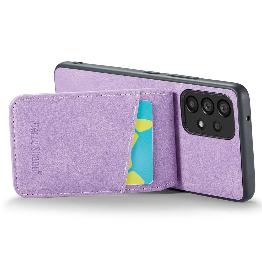 FIERRE SHANN For Samsung Galaxy A23 4G / A23 5G (Global Version) Card Slots Cell Phone Case - Purple - 3