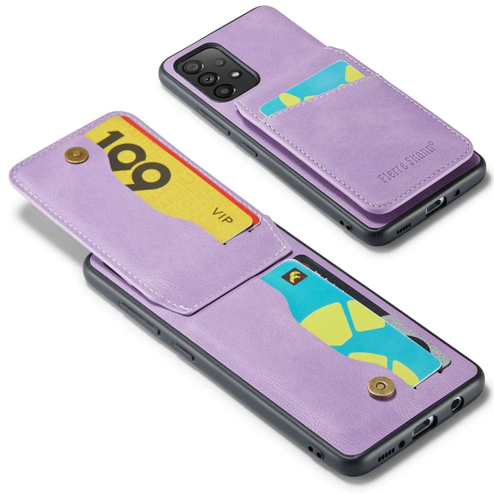 FIERRE SHANN For Samsung Galaxy A23 4G / A23 5G (Global Version) Card Slots Cell Phone Case - Purple - 4