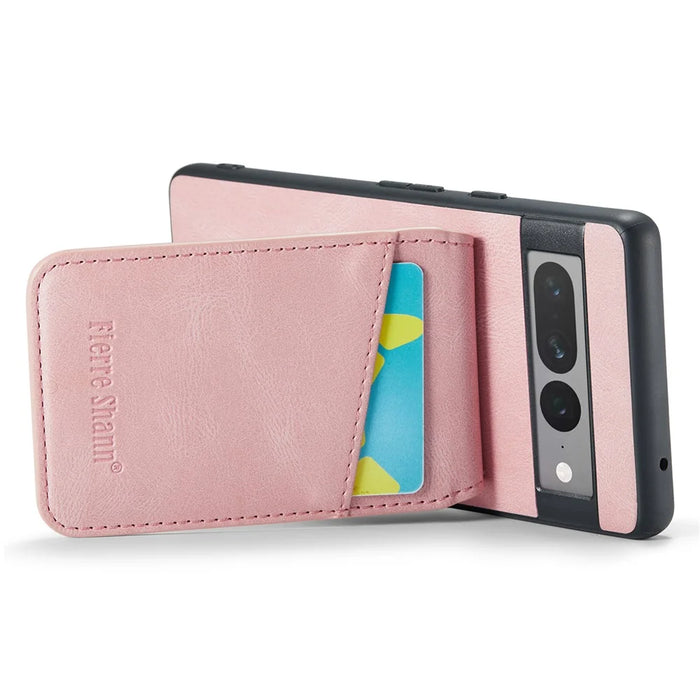 FIERRE SHANN For Google Pixel 8 Pro Cell Phone Case PU+TPU Cover with Kickstand - Pink - 3