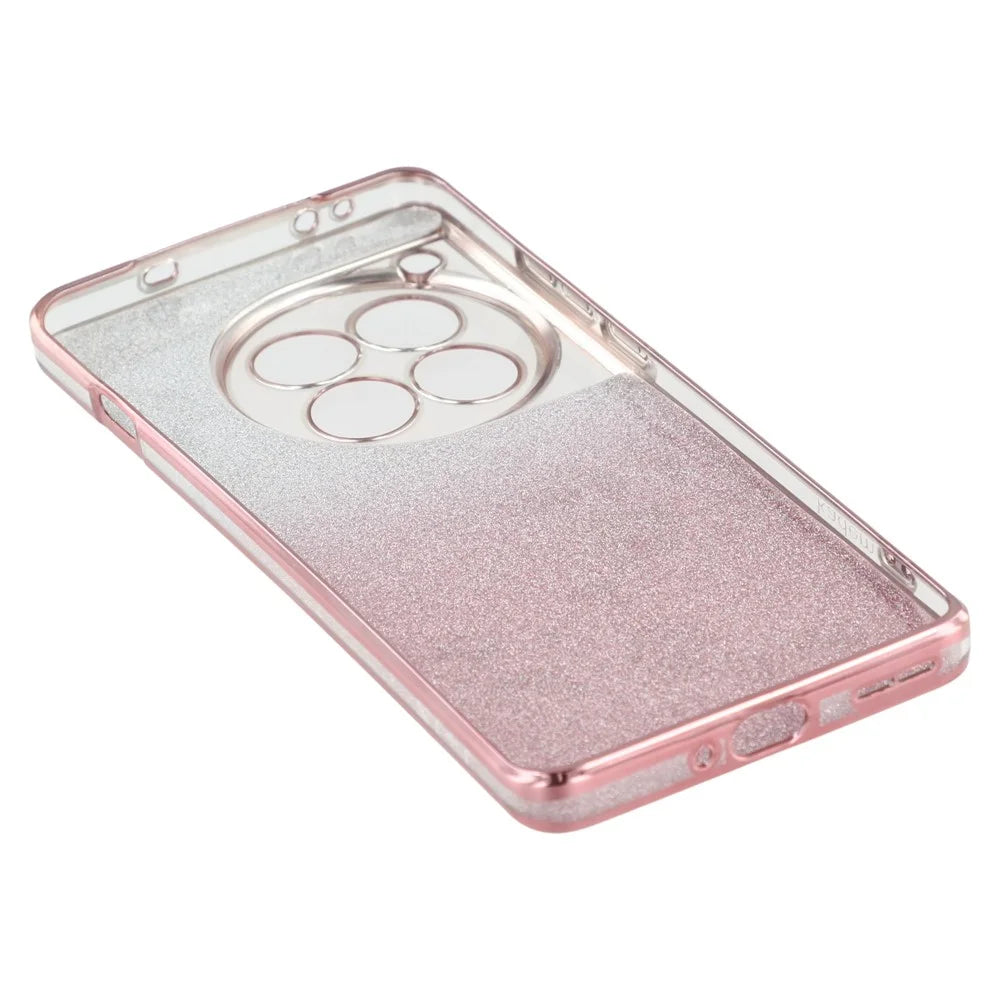 KADEM For OnePlus 12 5G Cover Flower Pattern Gradient TPU Anti-scratch Cell Phone Case with Strap - Rose Gold - 3