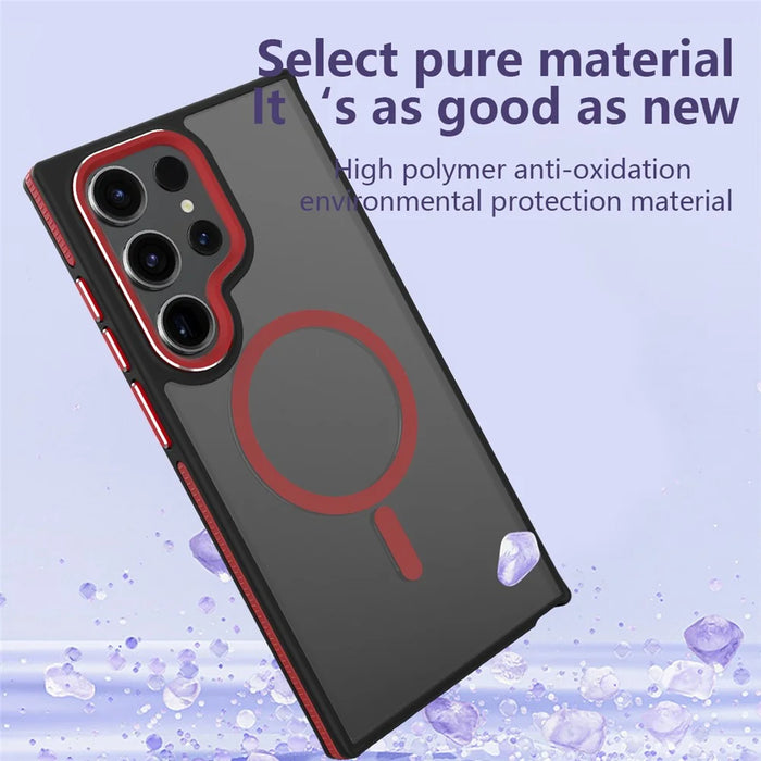 For Samsung Galaxy S23 Ultra Case Slim-Fit TPU+PC Protective Shell Magnetic Case - Wine Red - 4