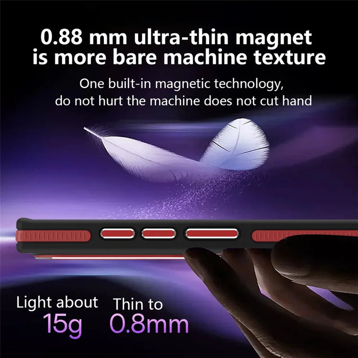 For Samsung Galaxy S23 Ultra Case Slim-Fit TPU+PC Protective Shell Magnetic Case - Wine Red - 6