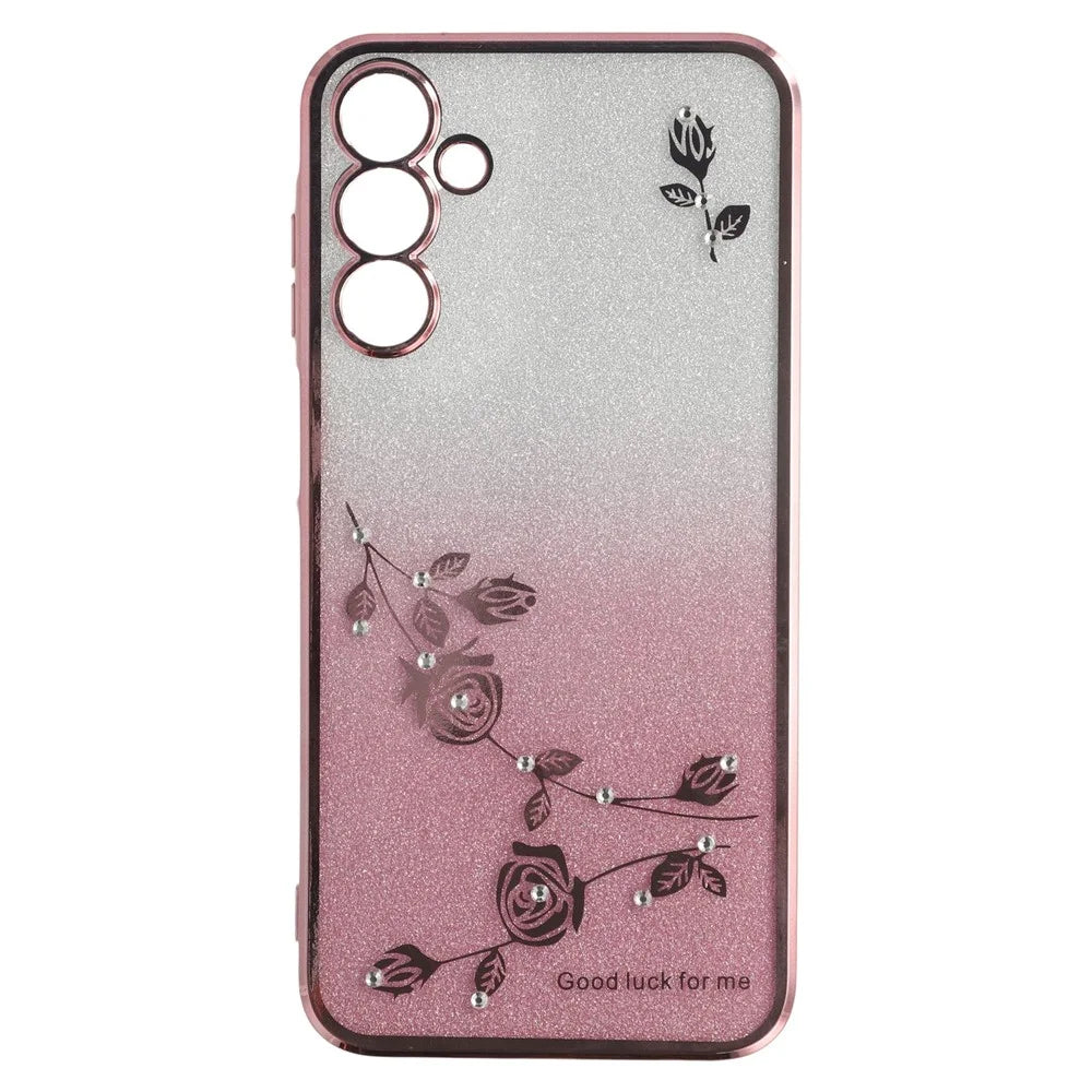 KADEM For Samsung Galaxy A35 5G Cell Phone Case Flower Pattern Ring Kickstand TPU Back Cover - Rose Gold - 3