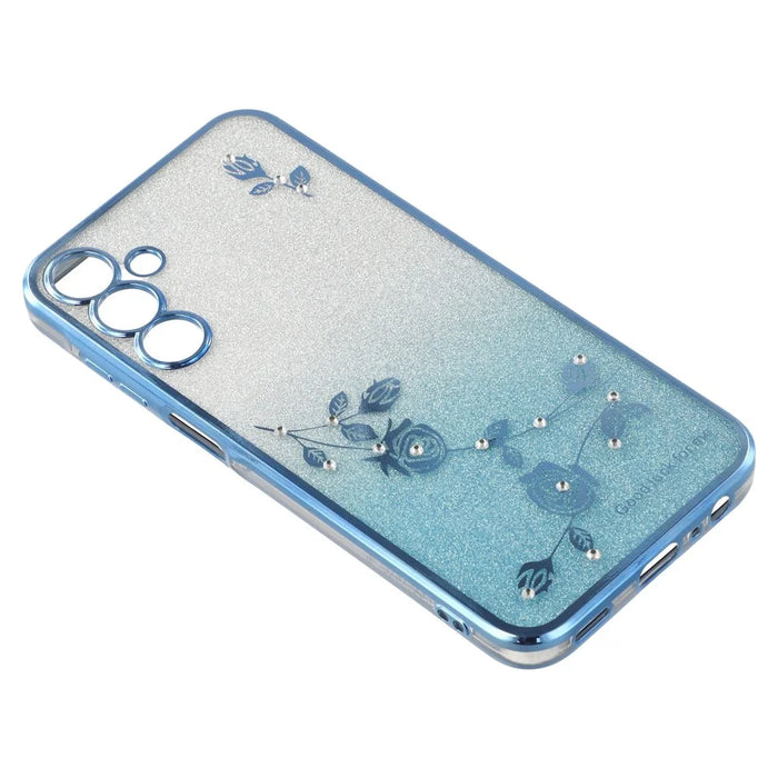 KADEM For Samsung Galaxy A55 5G Cell Phone Case Flower Pattern Gradient TPU Cover with Strap - Blue - 4
