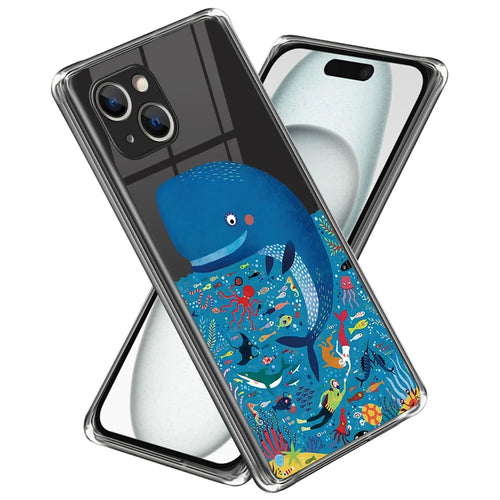 For iPhone 15 Plus TPU Case Pattern Printing Anti-scratch Phone Cover - Whale - 1