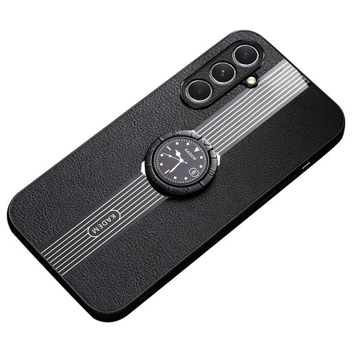 KADEM For Samsung Galaxy A55 5G Cell Phone Case Anti-drop Ring Kickstand Watch Pattern Cover - Black - 1