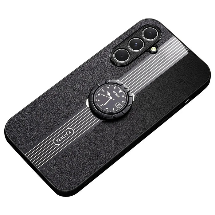 KADEM For Samsung Galaxy A55 5G Cell Phone Case Anti-drop Ring Kickstand Watch Pattern Cover - Black - 1