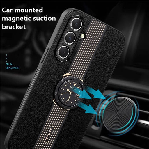 KADEM For Samsung Galaxy A55 5G Cell Phone Case Anti-drop Ring Kickstand Watch Pattern Cover - Black - 2