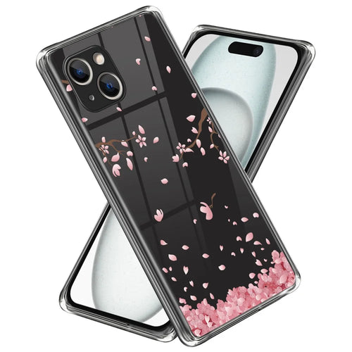 Phone Case for iPhone 15 Pattern Printing Soft TPU Phone Cover - Sakura - 1