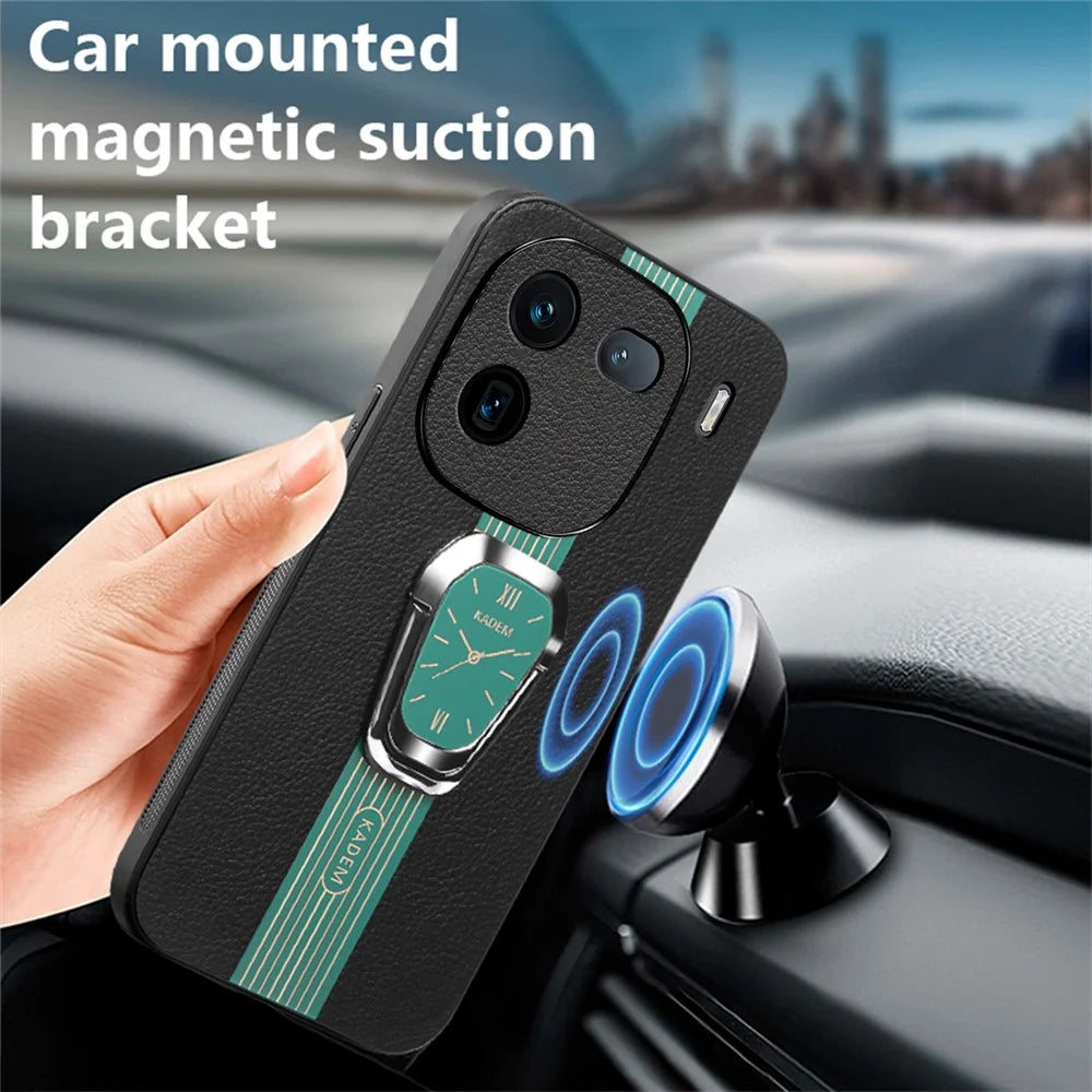 KADEM For vivo iQOO 12 5G Cover Shockproof PU Leather+TPU+Acrylic Phone Case - Green - 3