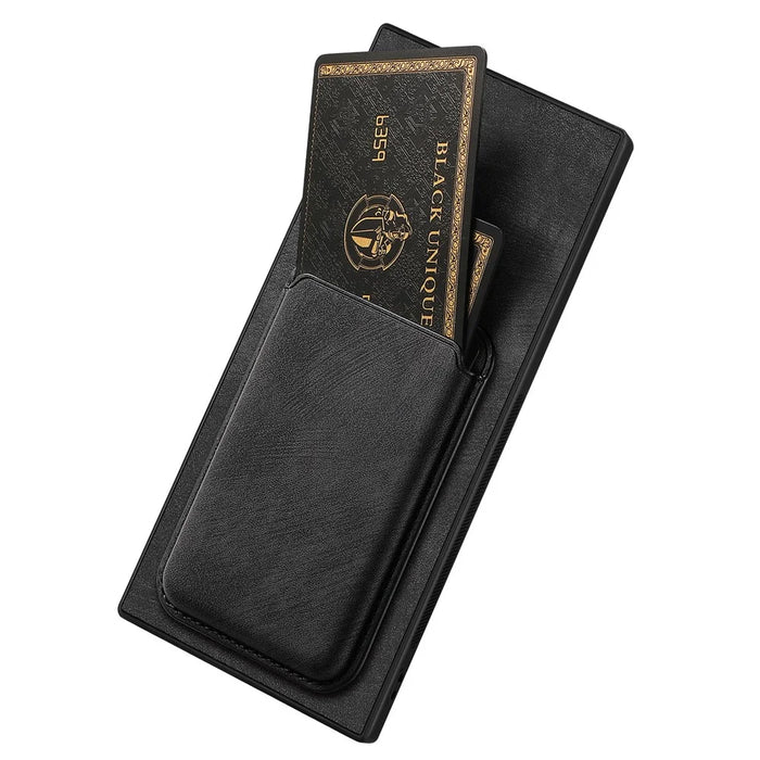 For Samsung Galaxy S24 Ultra Magnetic Case Leather Back Cover with Detachable Card Holder - Black - 4