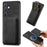 For Samsung Galaxy S24 Case Magnetic Case Leather Back Cover with Detachable Card Holder - Black - 1
