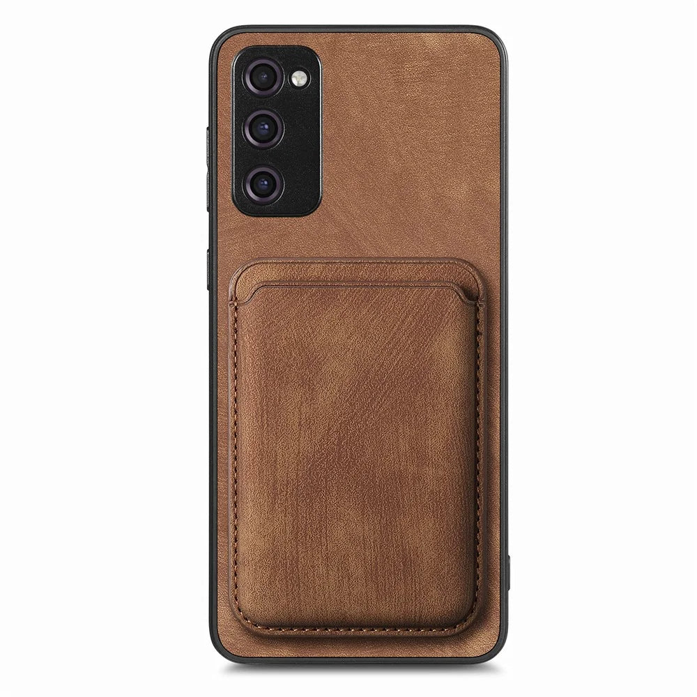 For Samsung Galaxy S20 Lite / S20 FE / S20 FE 5G / S20 FE 2022 Magnetic Case Leather Back Cover with Detachable Card Holder - Brown - 3