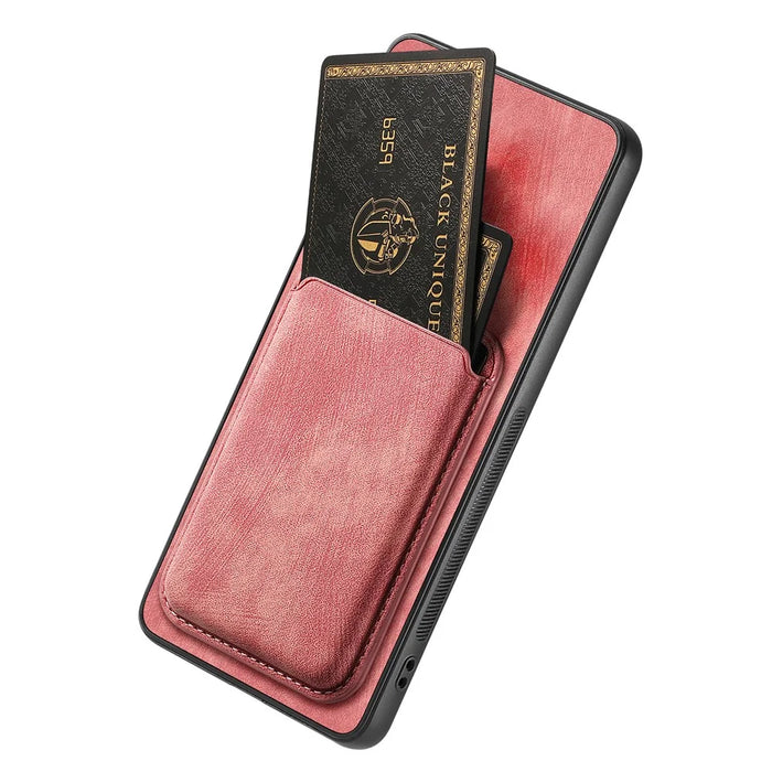 For Google Pixel 8 Anti-Scratch Case Magnetic Case Leather Back Cover with Detachable Card Holder - Pink - 4